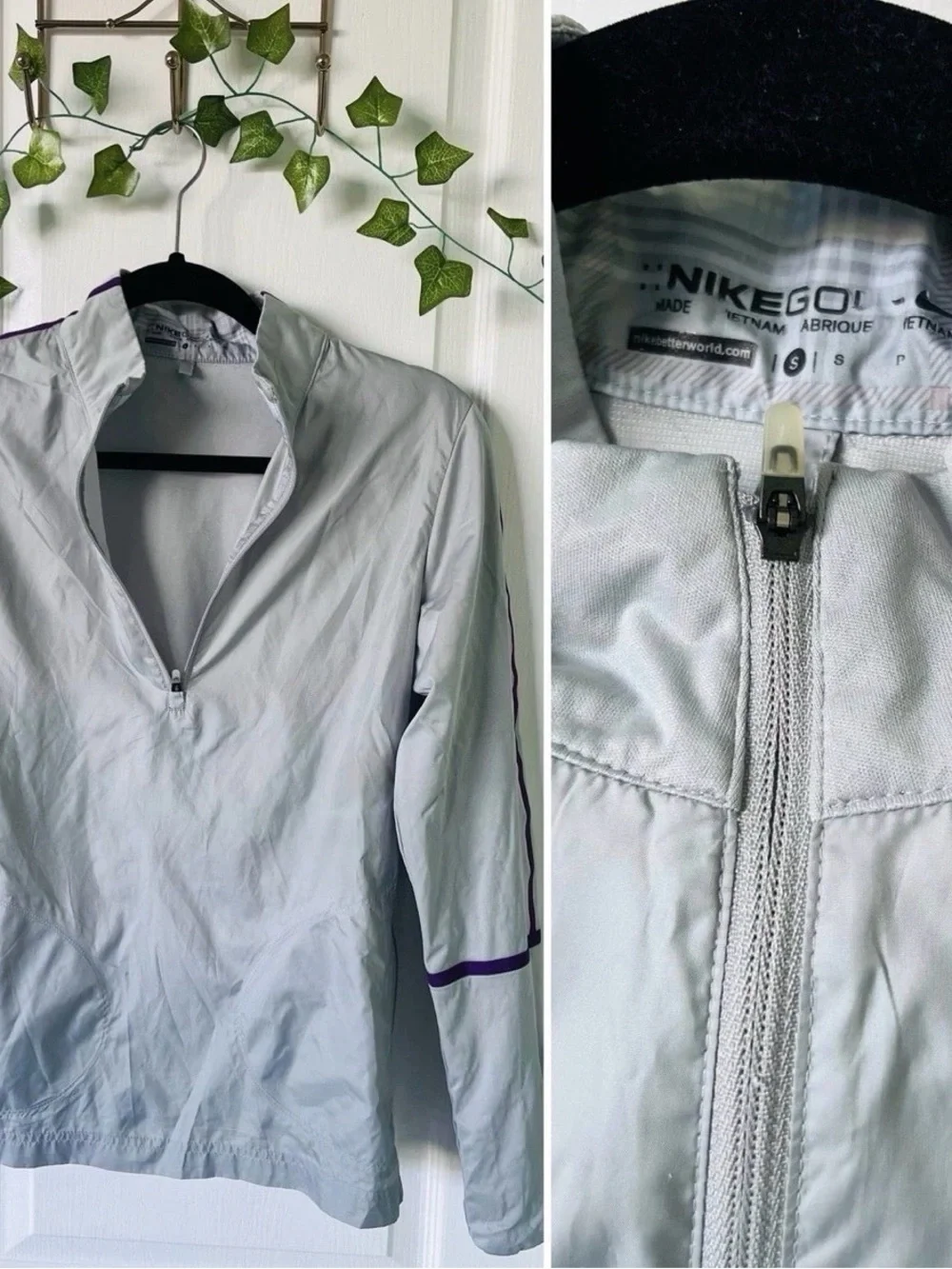 Nike Golf Light Gray Half-Zip Ski Jacket with Purple Accents